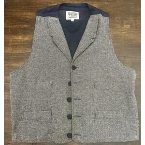 Frontier Classic Vest Mens L Gray Tweed Woven Wool Blend Western VTG Waist Coat